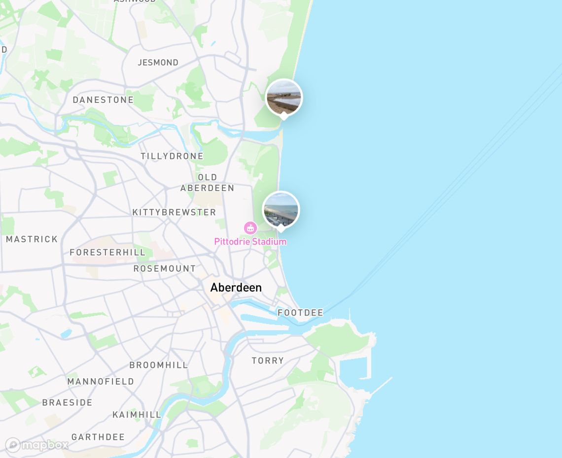Map showing where Aberdeen Beach is, in United Kingdom