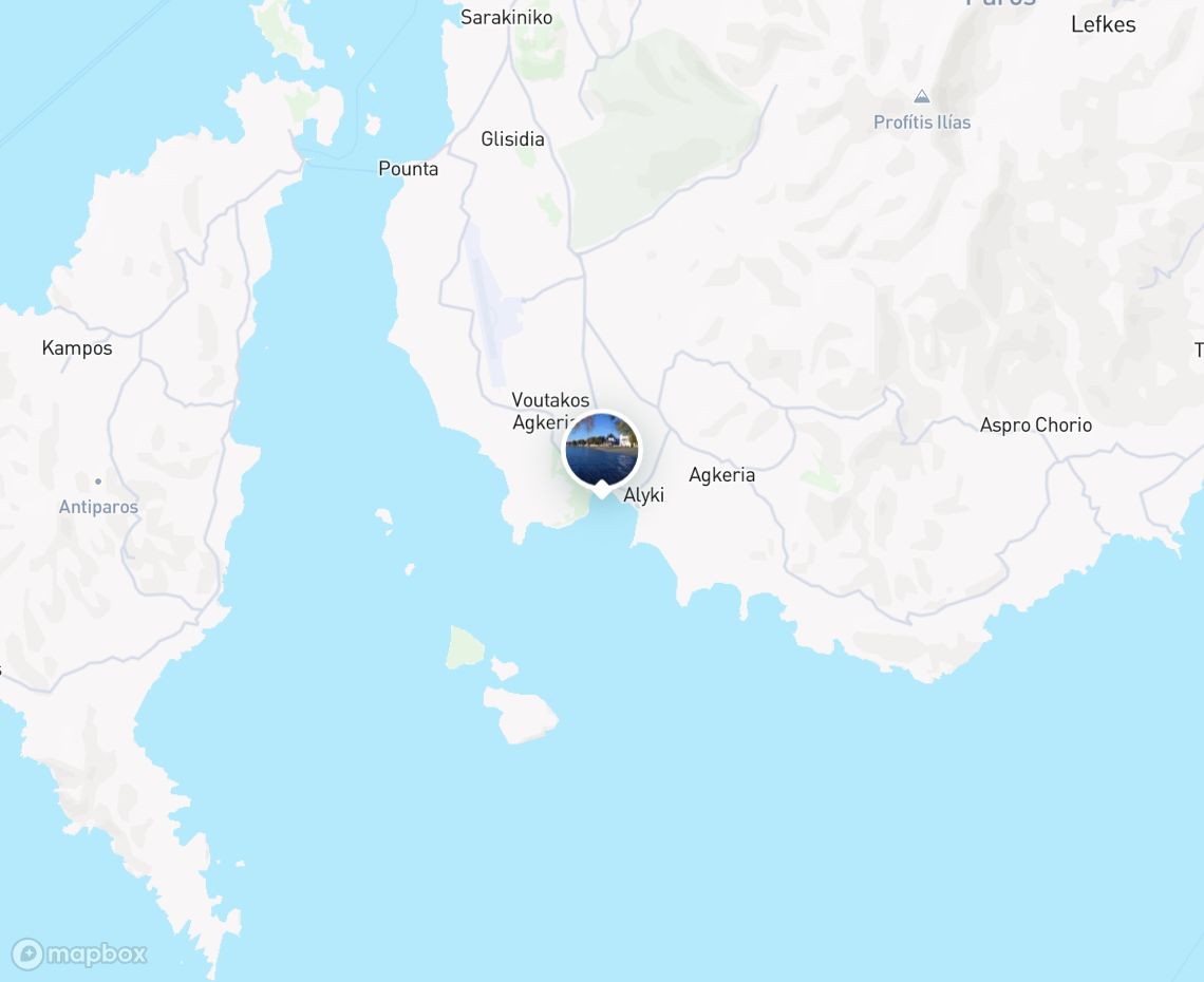 Map showing where Aliki, Paros is, in Greece