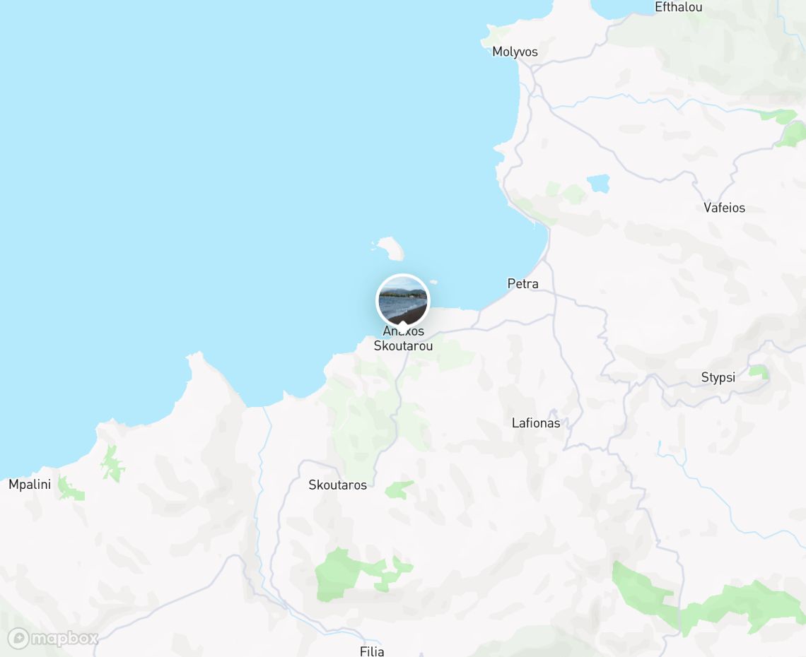 Map showing where Anaxos Beach, Lesbos is, in Greece