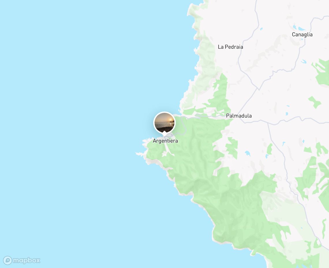Map showing where Argentiera beach is, in Italy