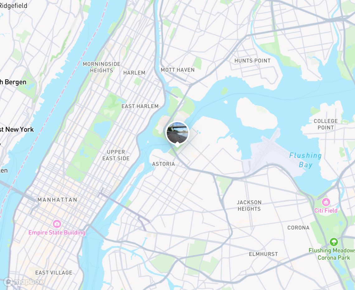 Map showing where Astoria Park Shore is, in United States
