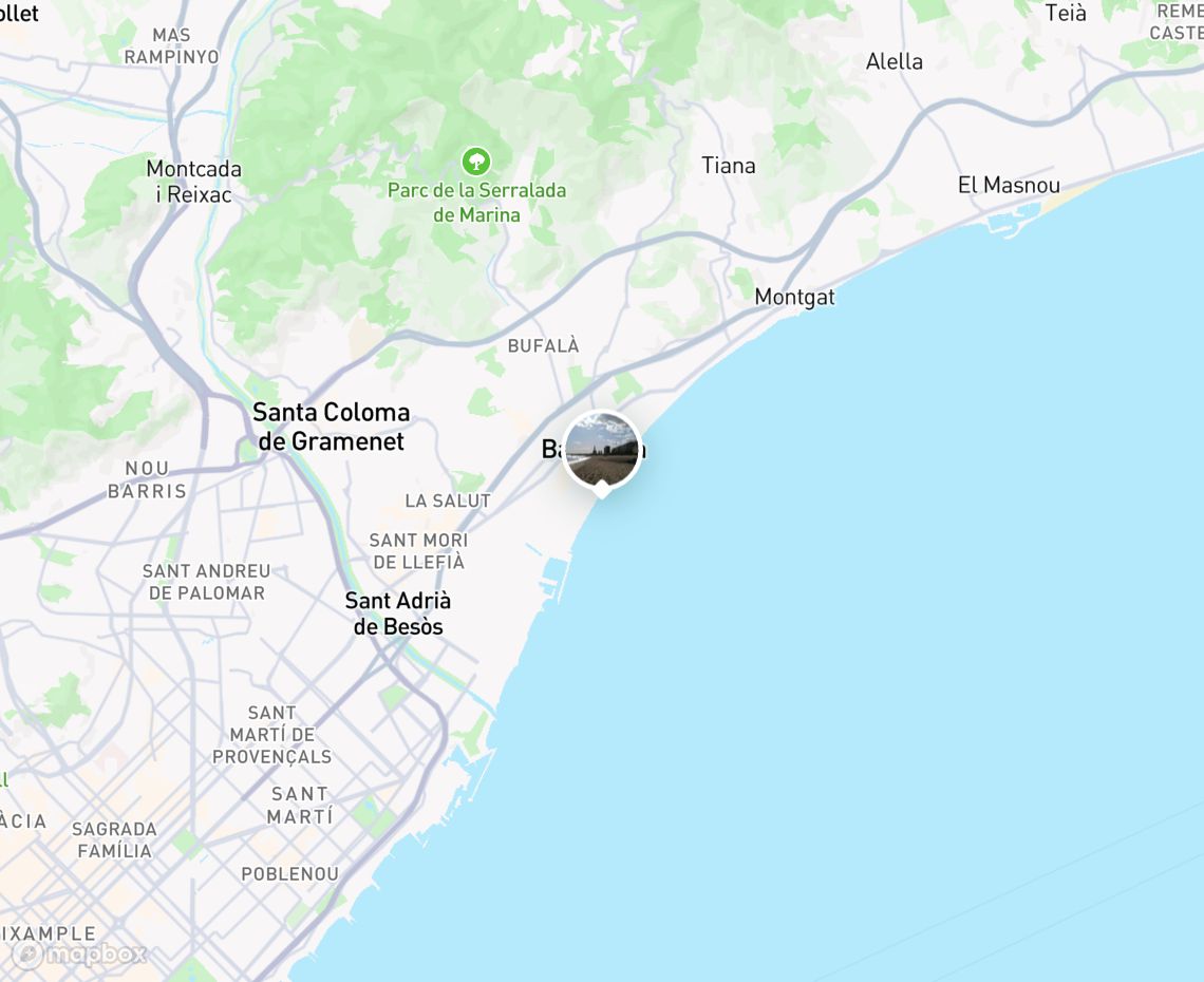 Map showing where Badalona Beach is, in Spain