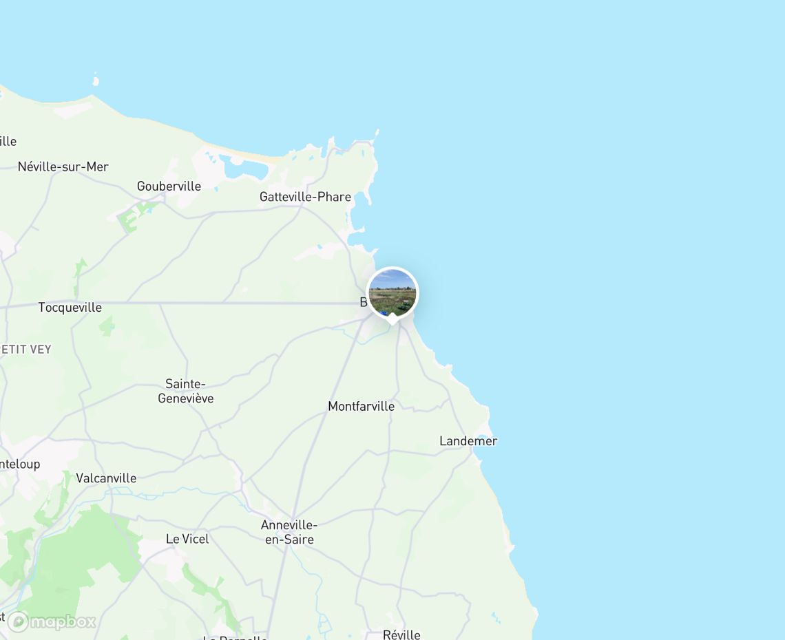 Map showing where Barfleur harbour is, in France