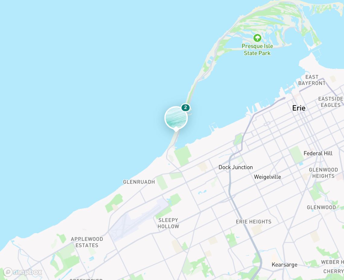 Map showing where Beach 1 is, in United States
