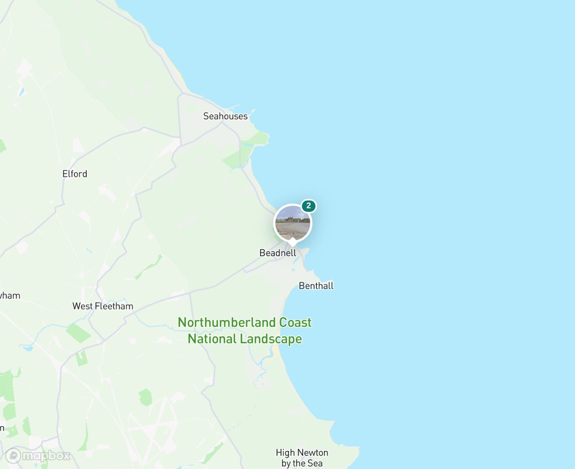 Map showing where Beadnell is, in United Kingdom