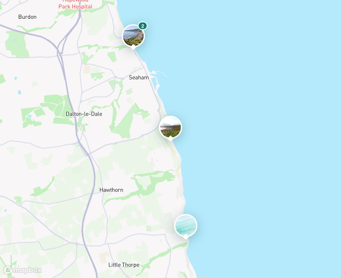 Map showing where Blast Beach, Dawdon is, in United Kingdom