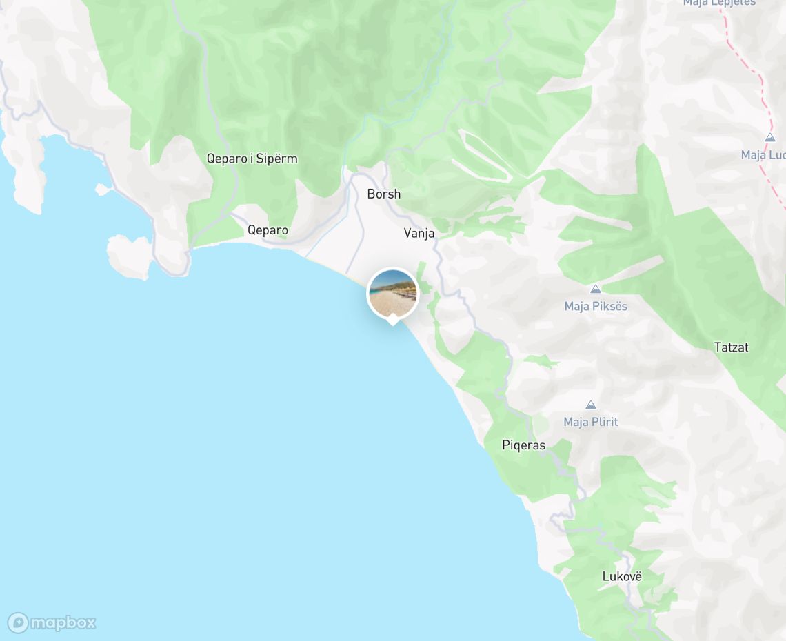 Map showing where Borsh Beach is, in Albania