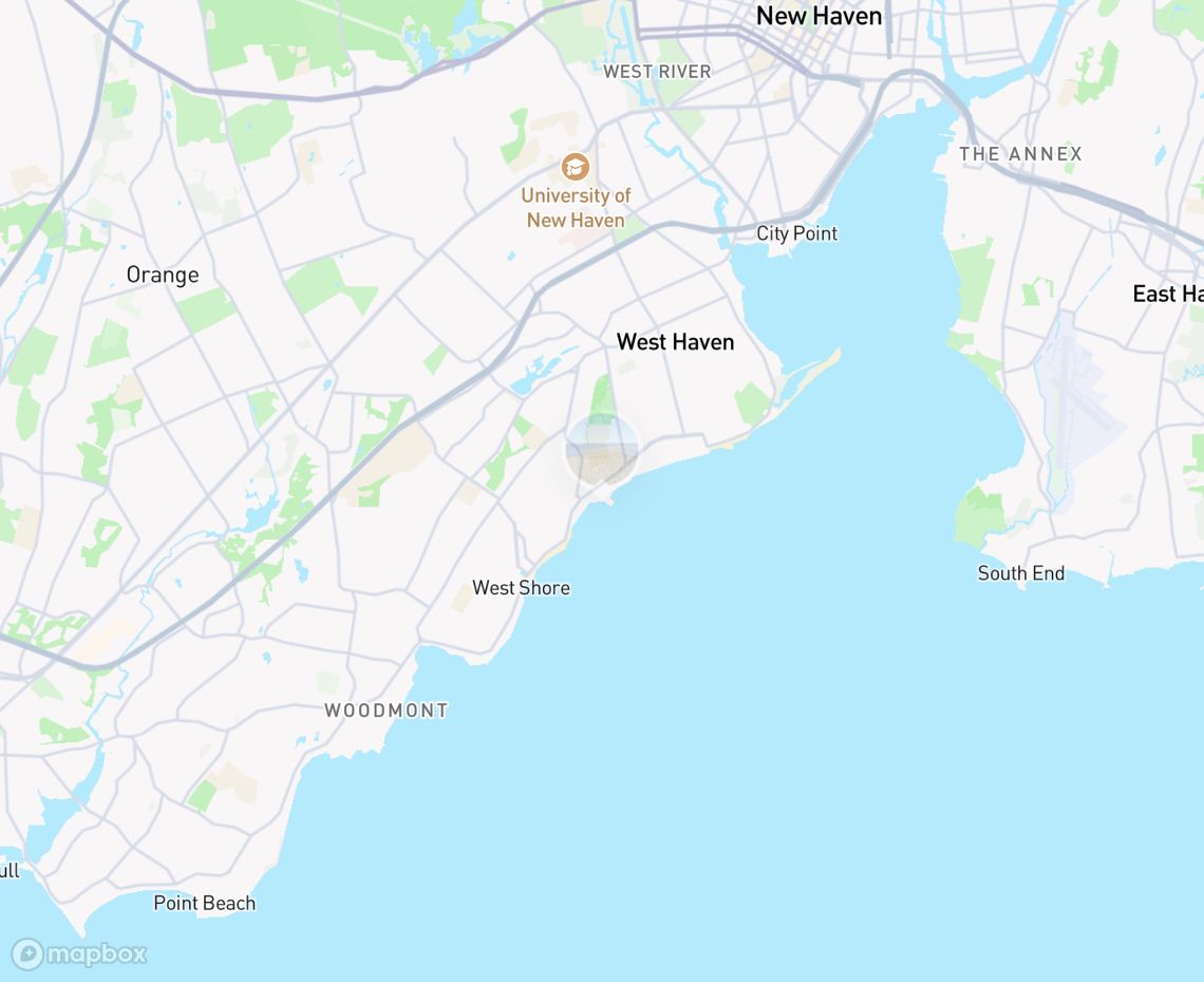 Map showing where Bradley Point, West Haven is, in United States