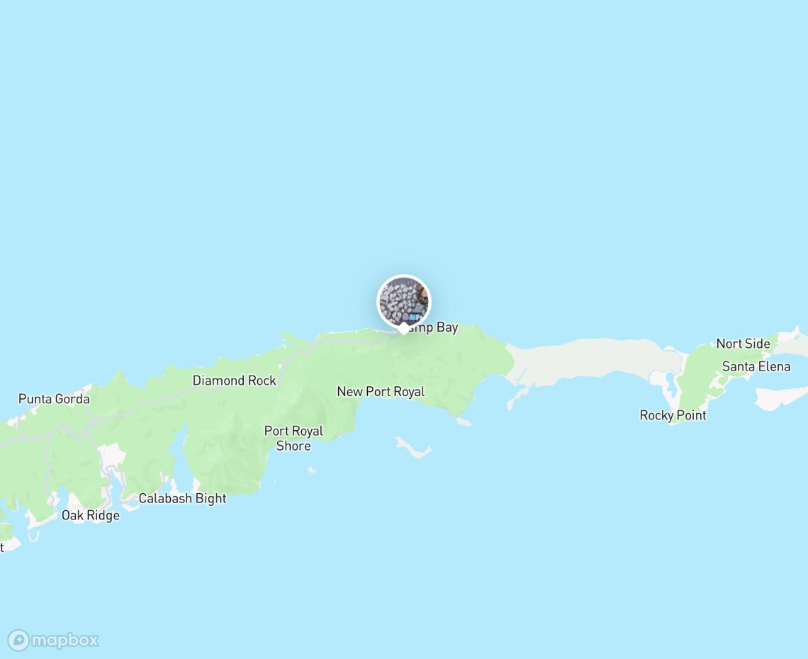 Map showing where Camp Bay is, in Honduras