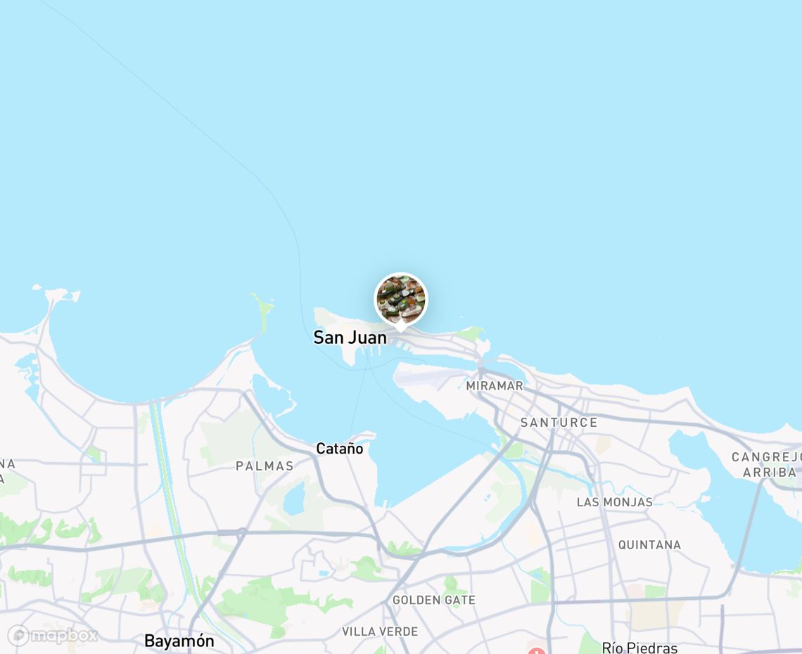 Map showing where Capital building beach is, in Puerto Rico