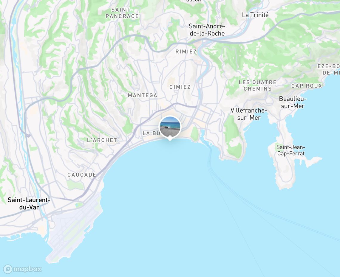 Map showing where Centenaire Plage, Nice is, in France