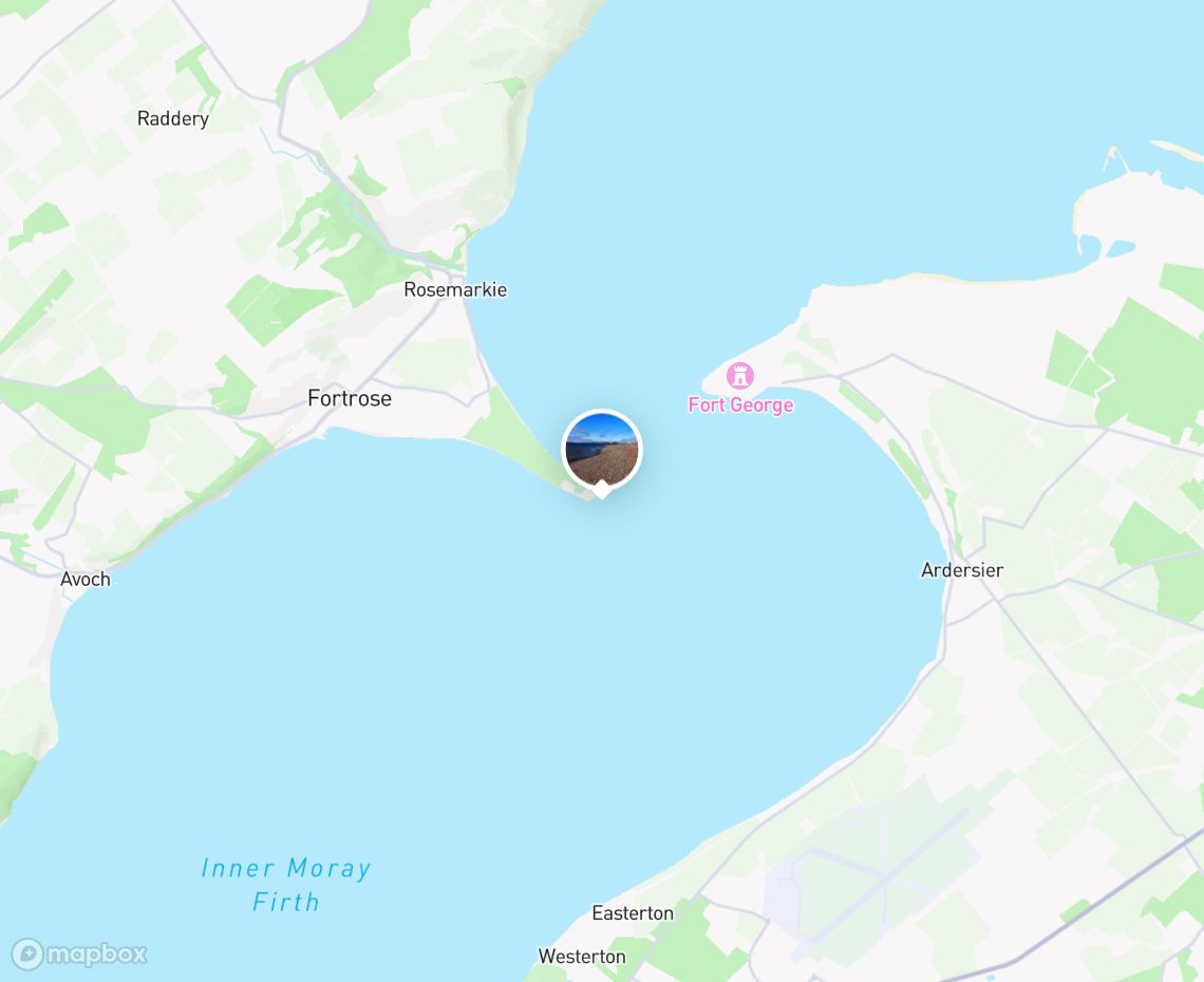 Map showing where Chanonry Point Beach is, in United Kingdom