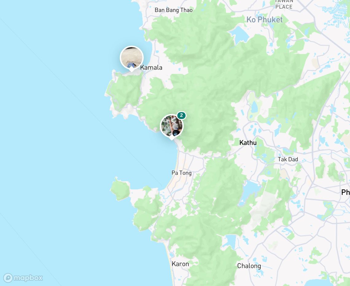 Map showing where Kalim Beach - Lower side is, in Thailand