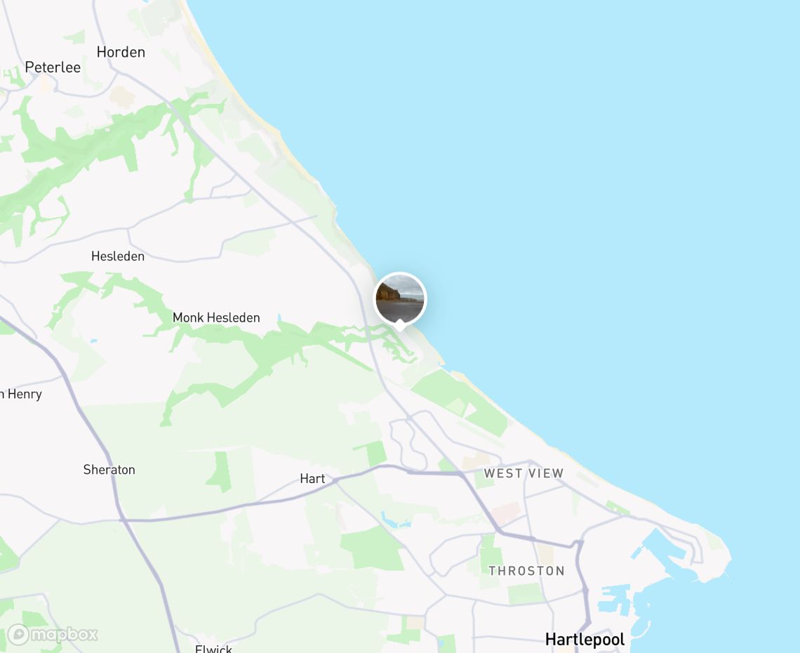 Map showing where Crimdon Dene Beach is, in United Kingdom