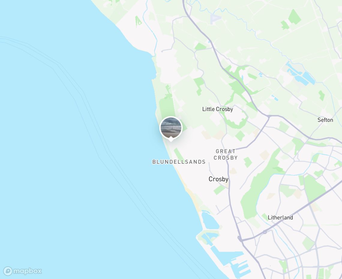 Map showing where Crosby Beach is, in United Kingdom