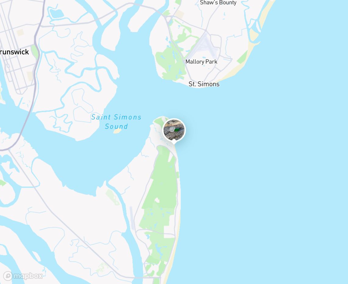 Map showing where Driftwood Beach is, in United States