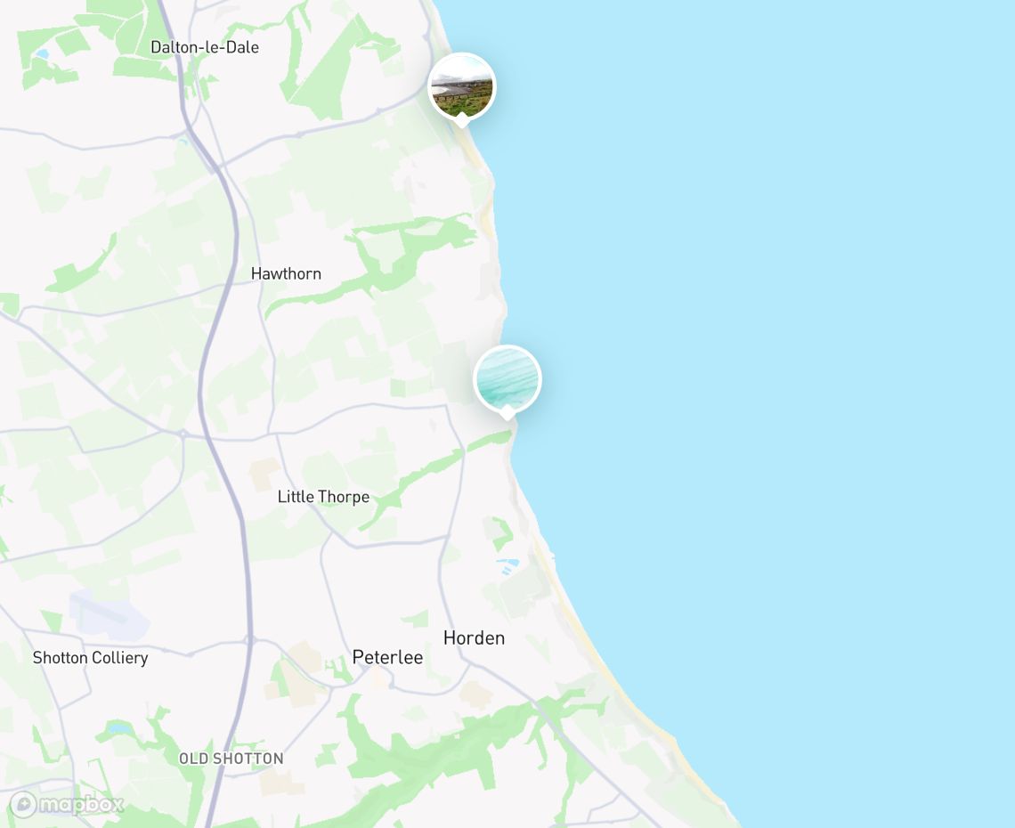 Map showing where Easington Colliery Beach is, in United Kingdom