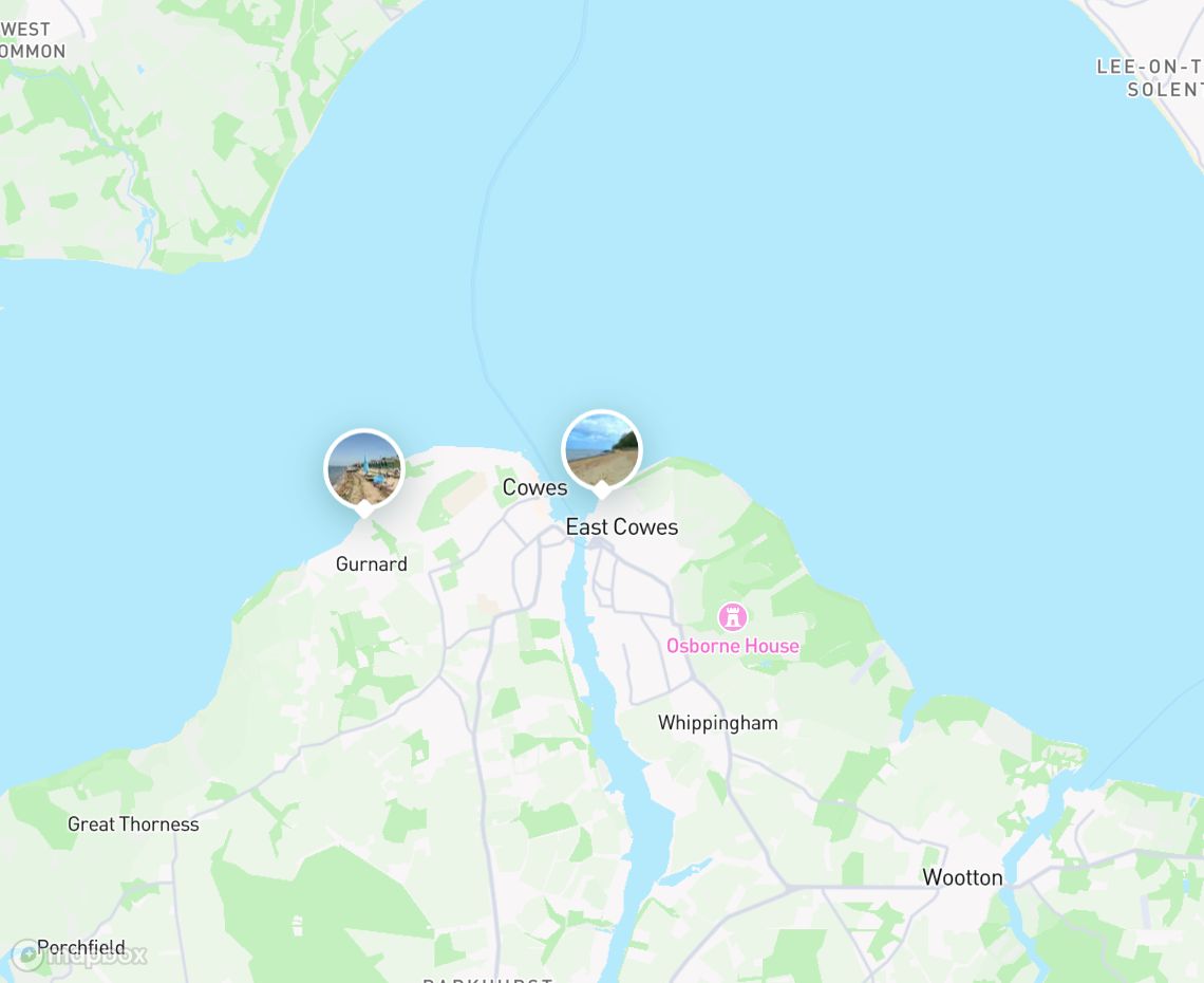 Map showing where East Cowes Esplanade is, in United Kingdom