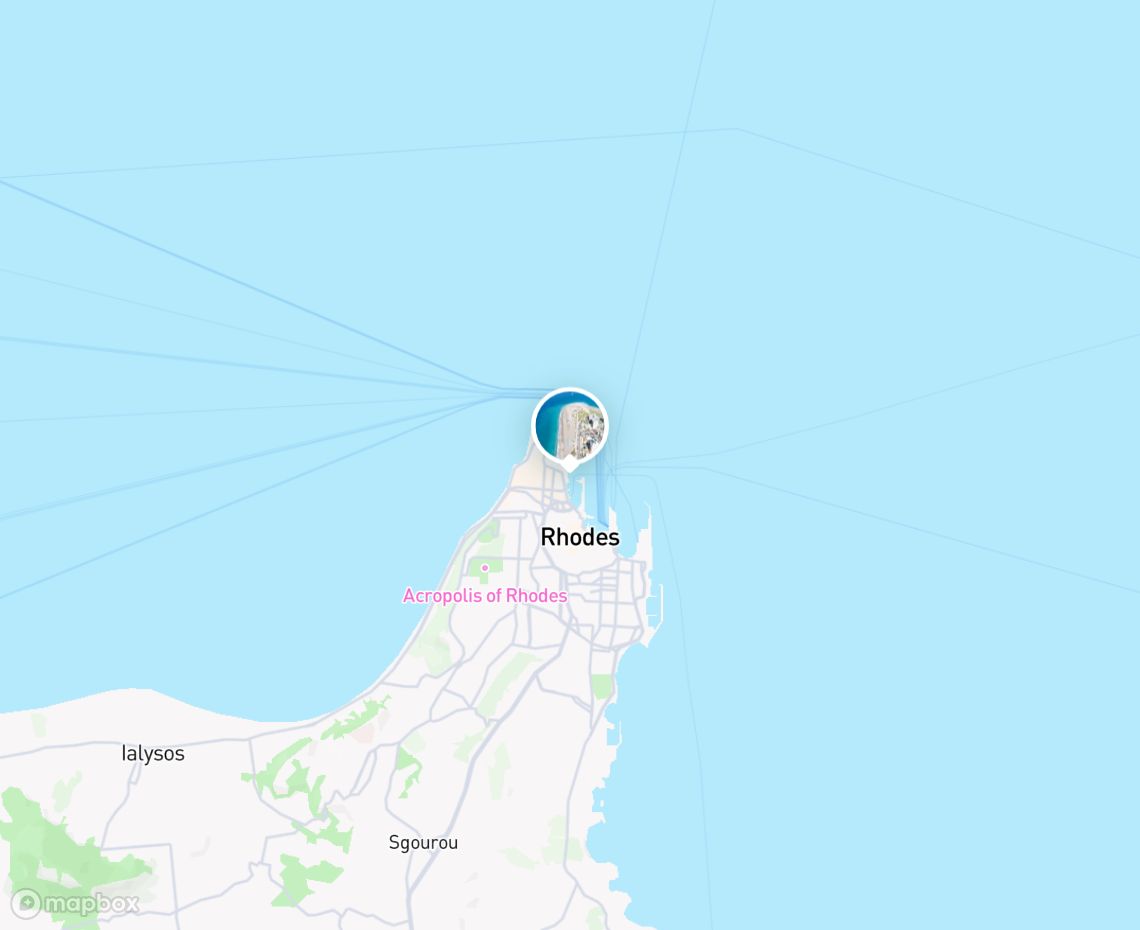 Map showing where Elli Beach, Rhodes Town is, in Greece