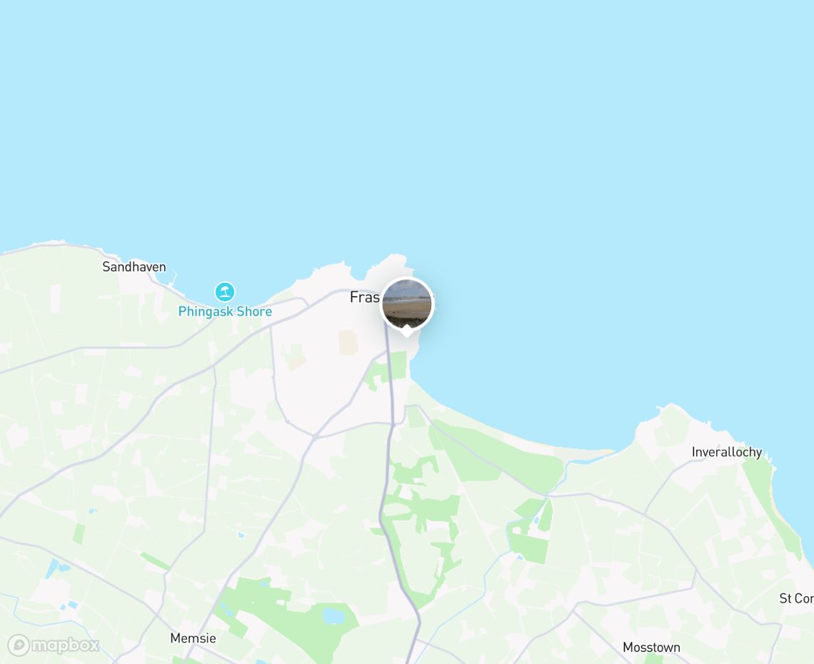 Map showing where Fraserburgh Beach is, in United Kingdom
