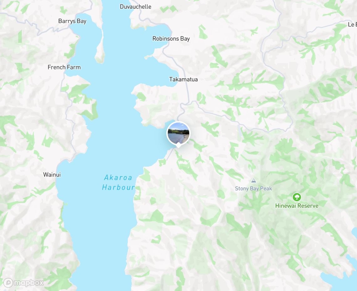 Map showing where French Bay, Akaroa is, in New Zealand