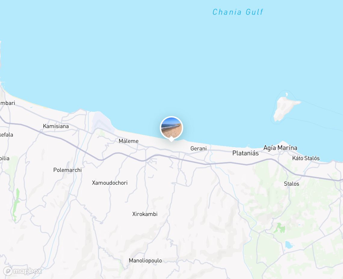 Map showing where Gerani beach is, in Greece
