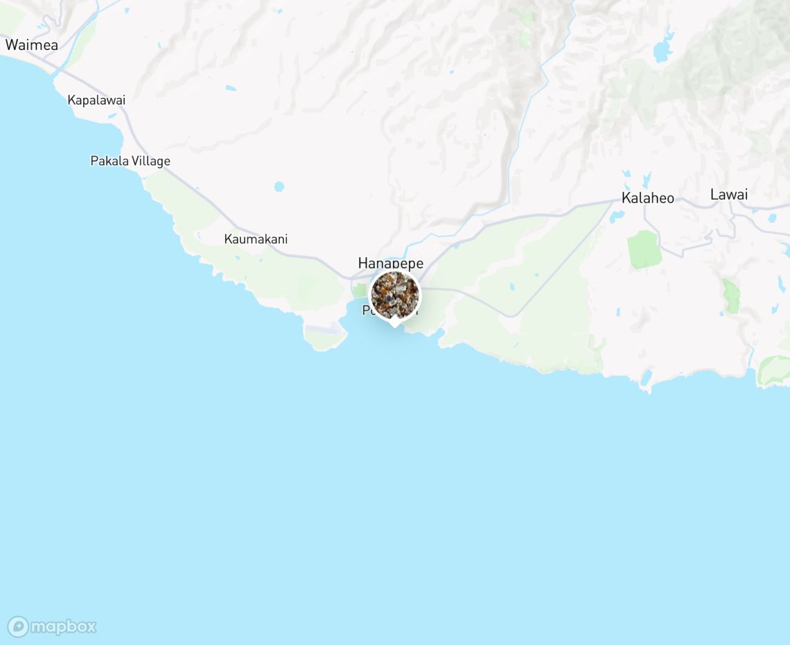 Map showing where Glass Beach, Port Allen, Kauai is, in United States