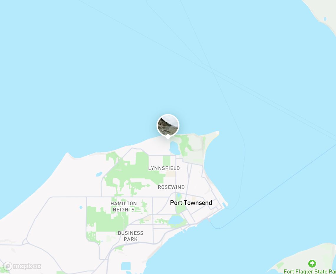 Map showing where Glass Beach, Port Townsend is, in United States