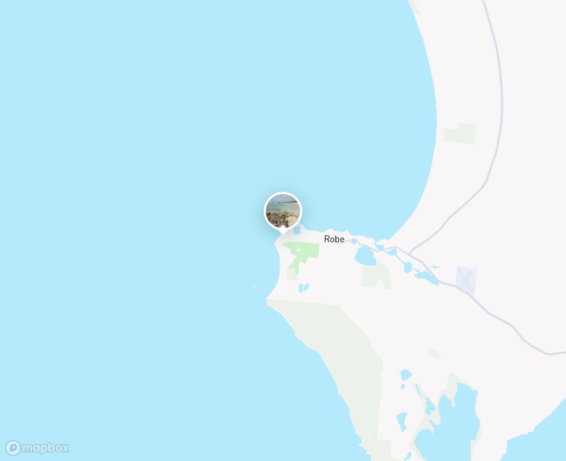 Map showing where Glass Beach, Robe is, in Australia