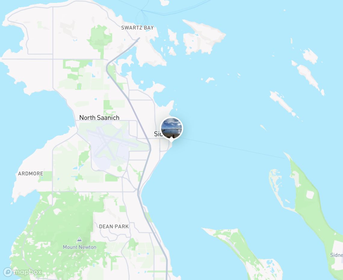 Map showing where Glass Beach, Sidney is, in Canada