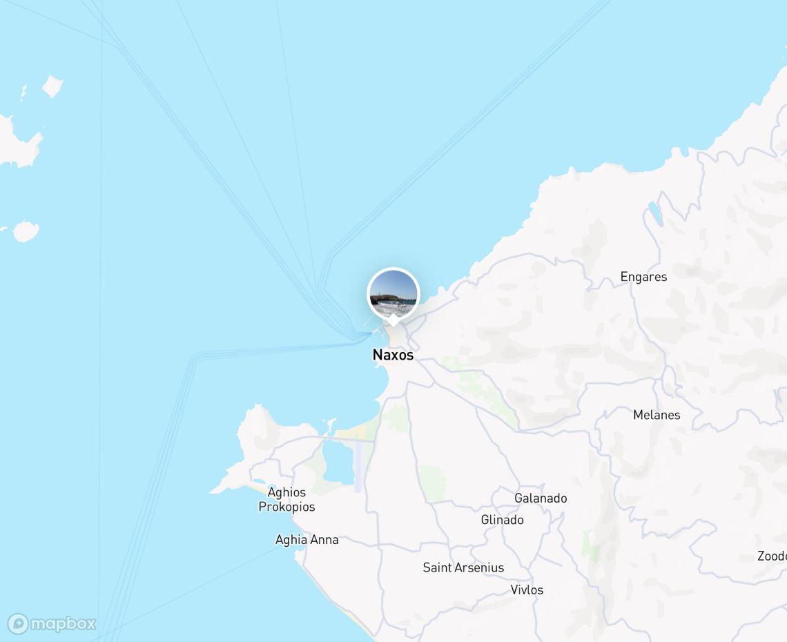 Map showing where Grotta Beach, Naxos is, in Greece
