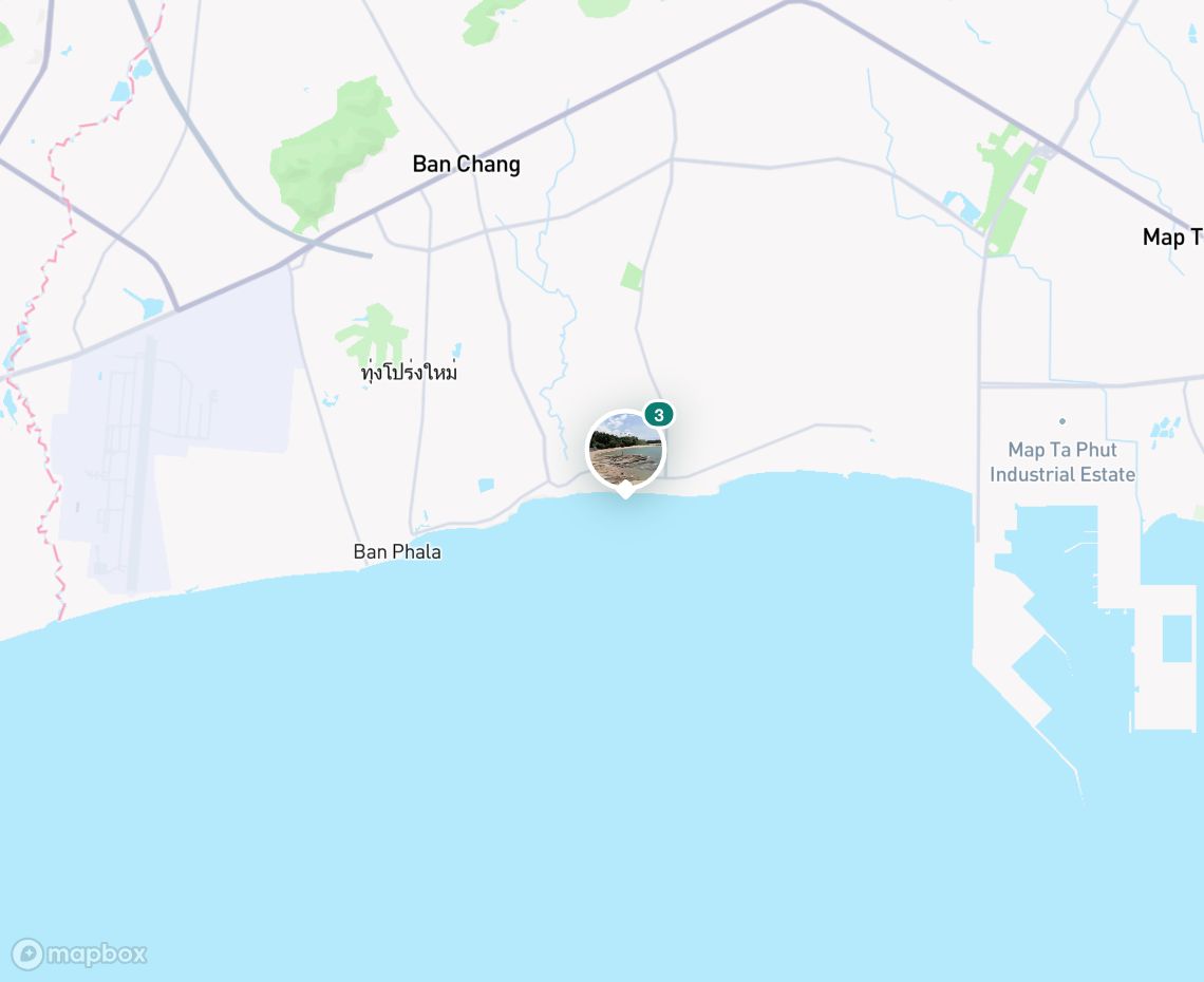 Map showing where Hat Phla, Ban Chang is, in Thailand
