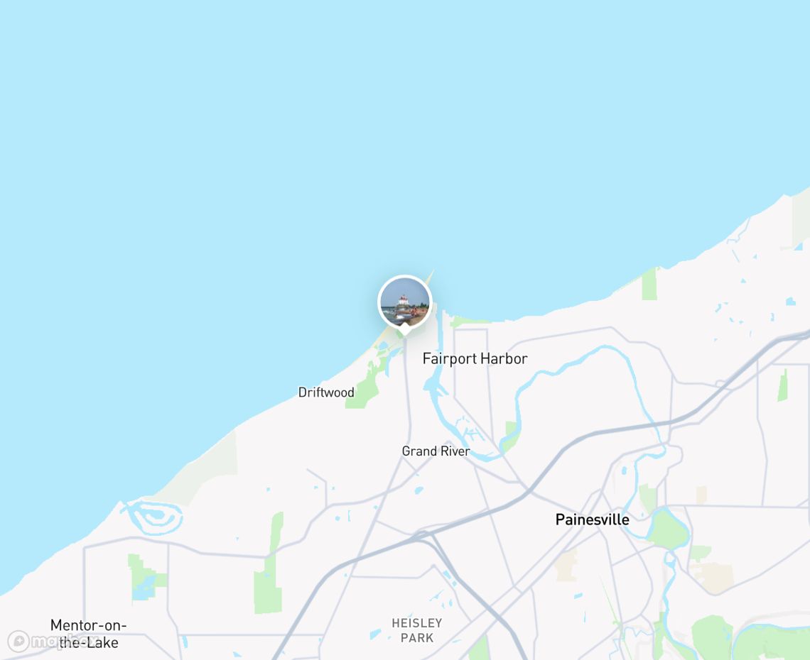 Map showing where Headlands Beach State Park, Mentor is, in United States