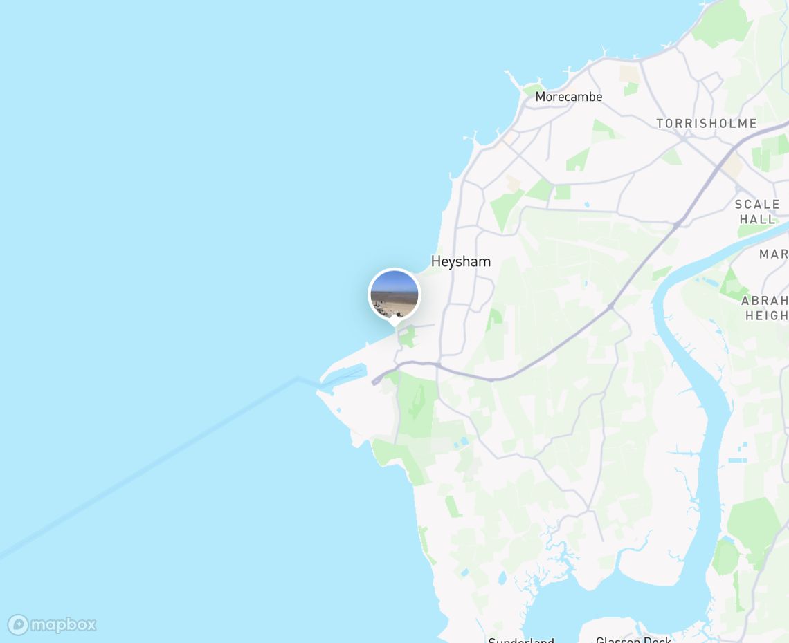 Map showing where Heysham Beach is, in United Kingdom