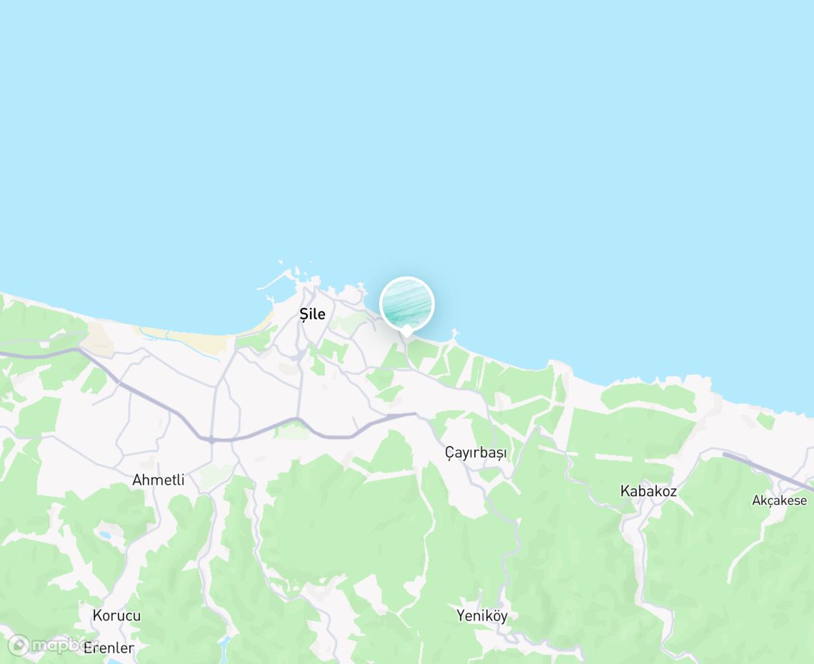 Map showing where Şile beach is, in Türkiye