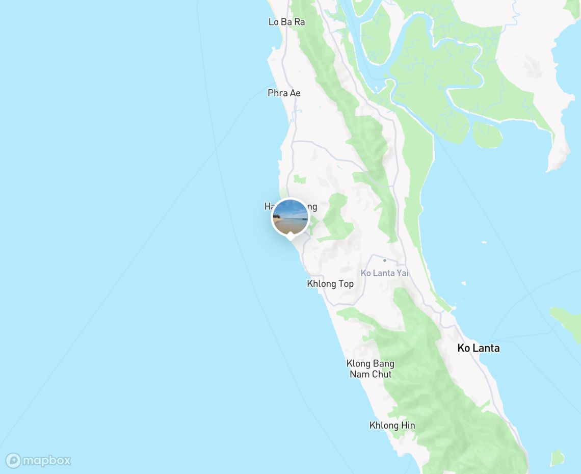 Map showing where Klong Kong Beach, Koh Lanta is, in Thailand