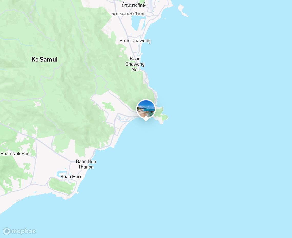 Map showing where Lamai Beach, Koh Samui is, in Thailand
