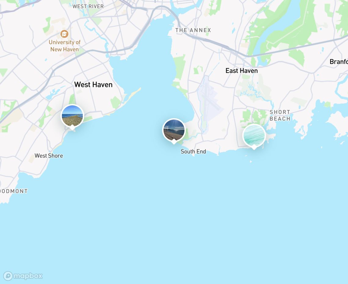 Map showing where Lighthouse point park to the right of the lighthouse is, in United States