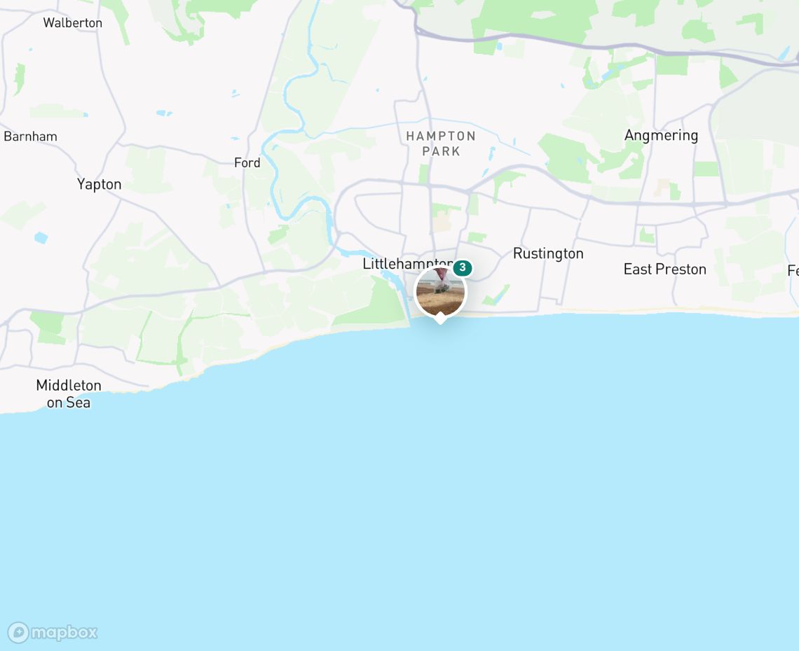 Map showing where Little Hampton west beach is, in United Kingdom