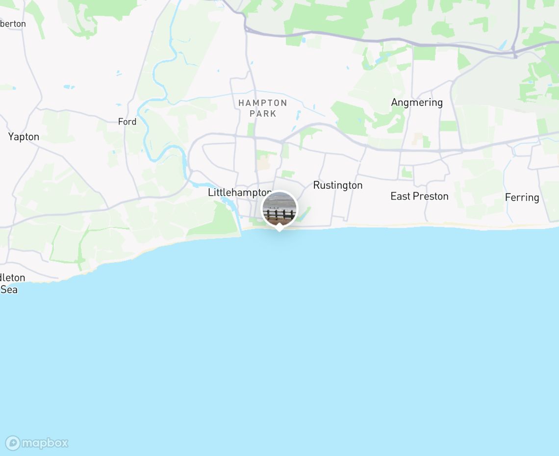 Map showing where Littlehampton Beach is, in United Kingdom