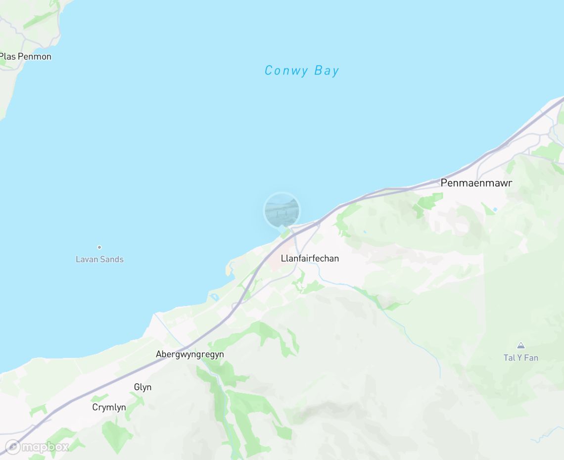Map showing where Llanfairfechan beach is, in United Kingdom
