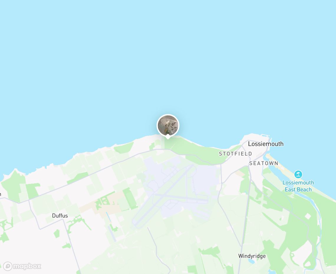 Map showing where Lossiemouth west beach is, in United Kingdom