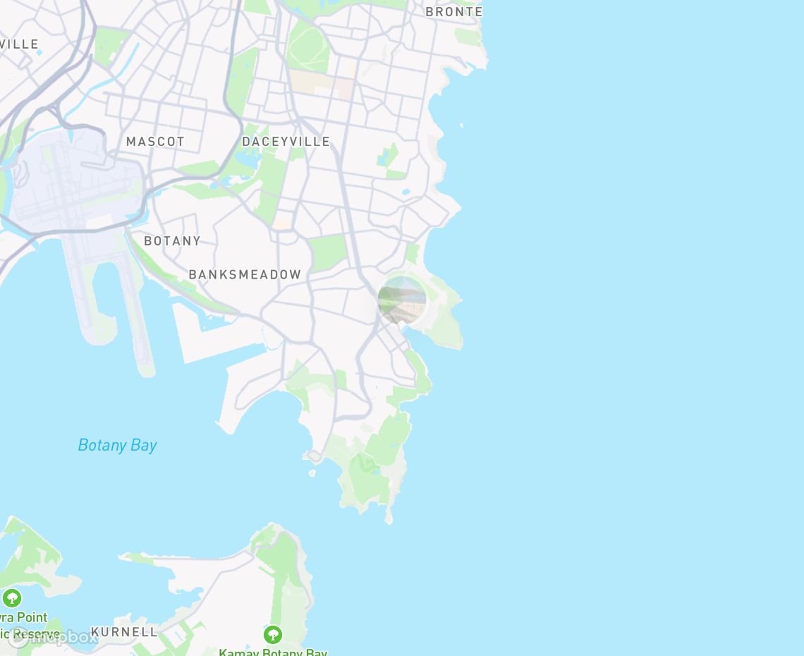Map showing where Malabar Beach, Sydney is, in Australia