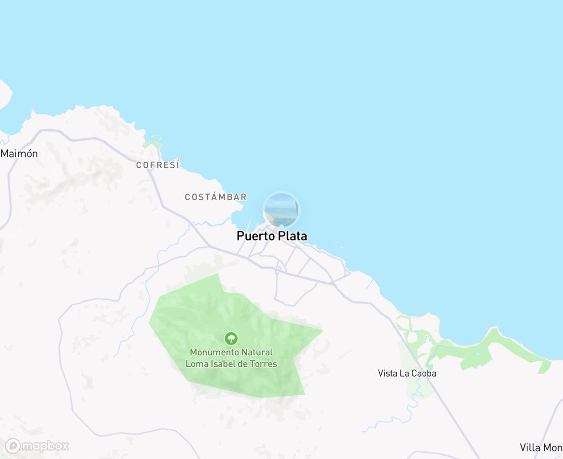 Map showing where Malecón de Puerto Plata is, in Dominican Republic