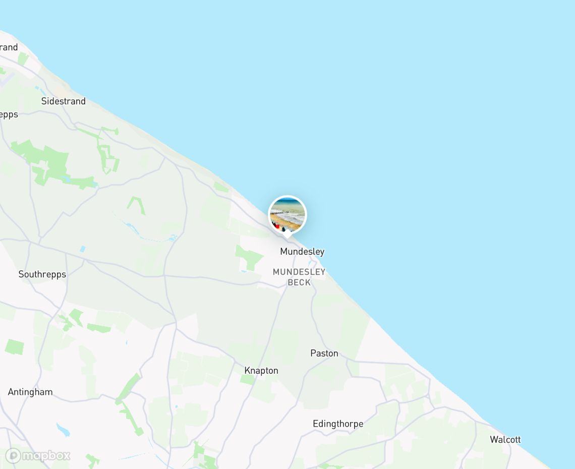 Map showing where Mundesley Beach is, in United Kingdom