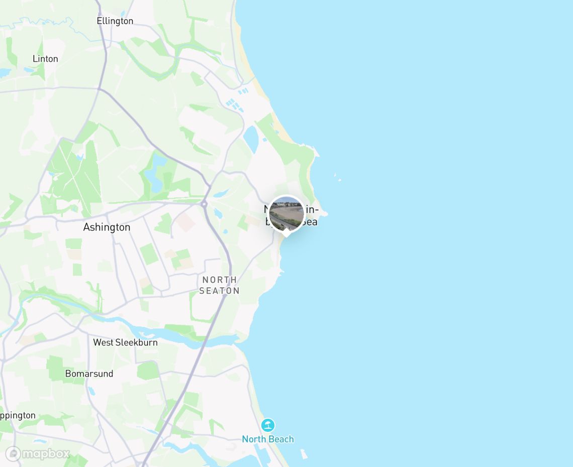 Map showing where Newbiggin-by-the-Sea Beach is, in United Kingdom