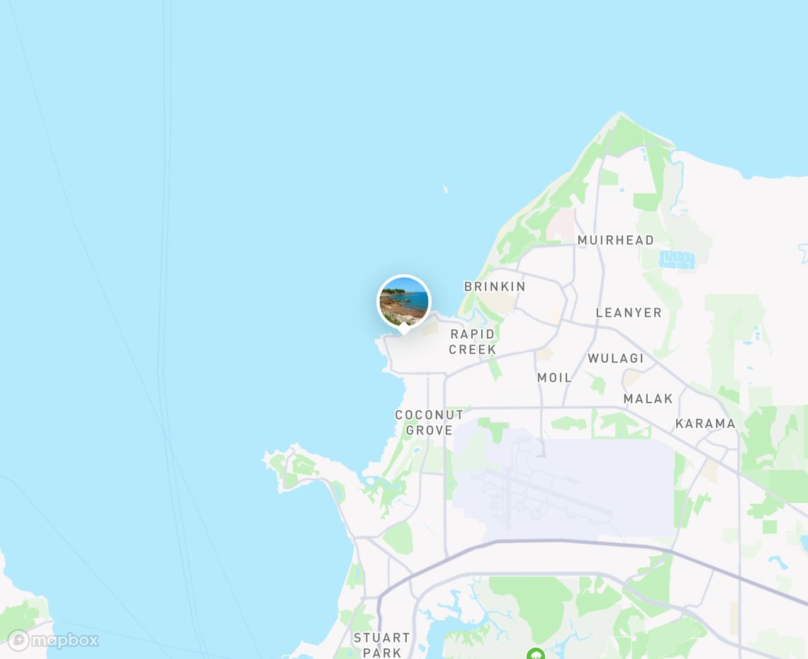 Map showing where Nightcliff Beach, Darwin is, in Australia