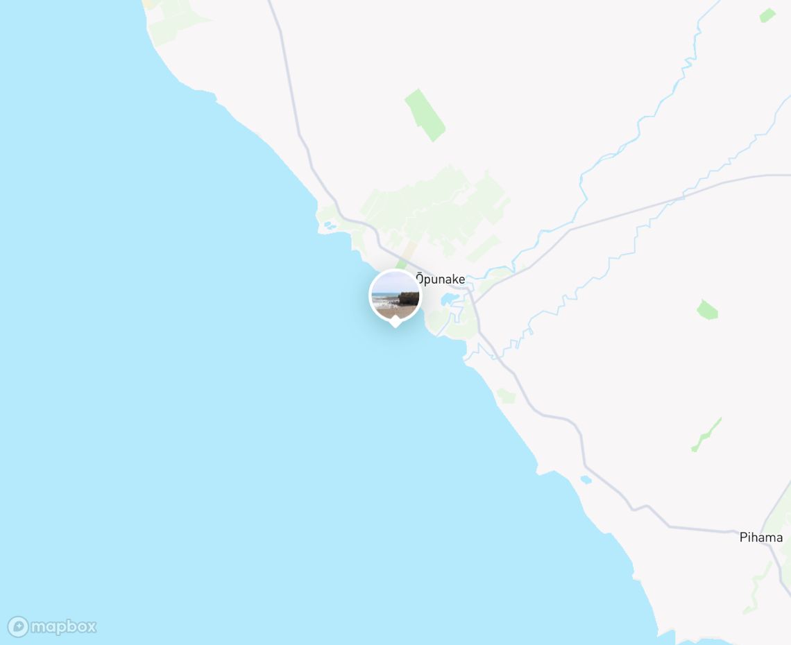 Map showing where Ōpunake Beach is, in New Zealand