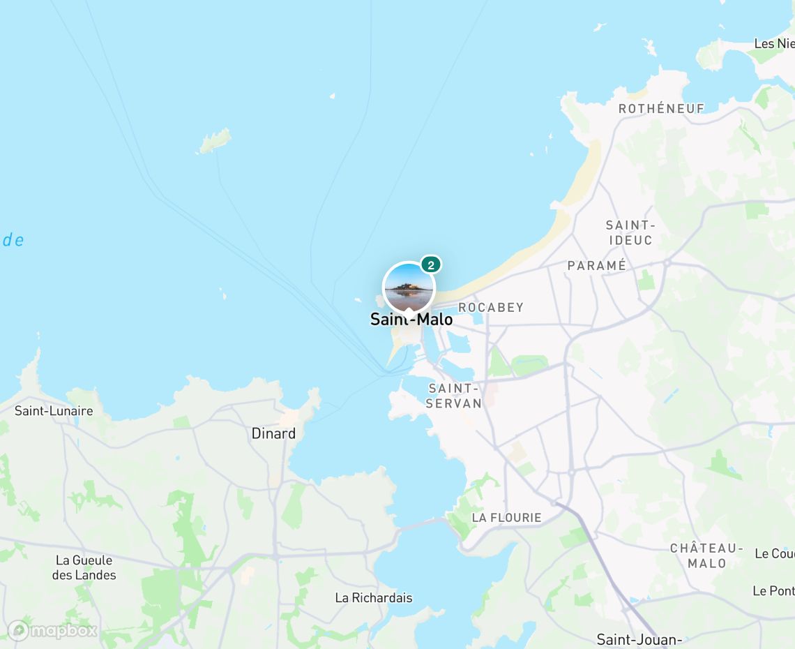 Map showing where Plage de Bon-Secours, Saint-Malo is, in France