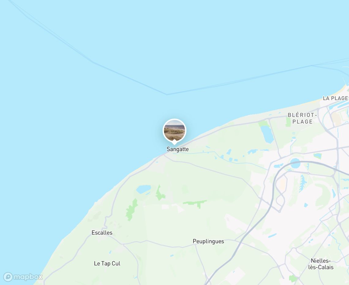 Map showing where Plage de Sangatte is, in France